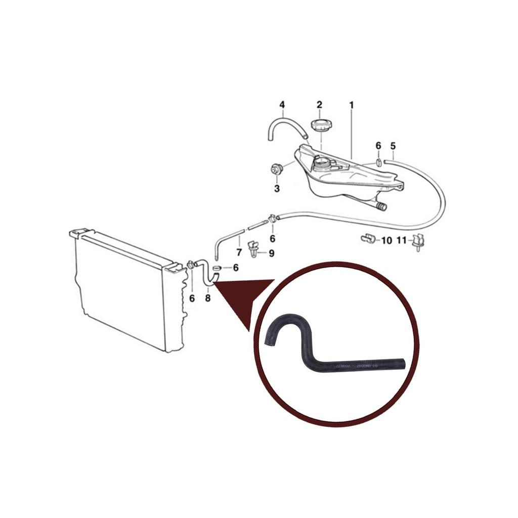EHC22 Kühler Überlaufanschluss Motorkühlmittel Wasserleitung Rohr Schlauch 17111712329 für Ausgleichsbehälter für BMW E30 E32 E34 36 46 90