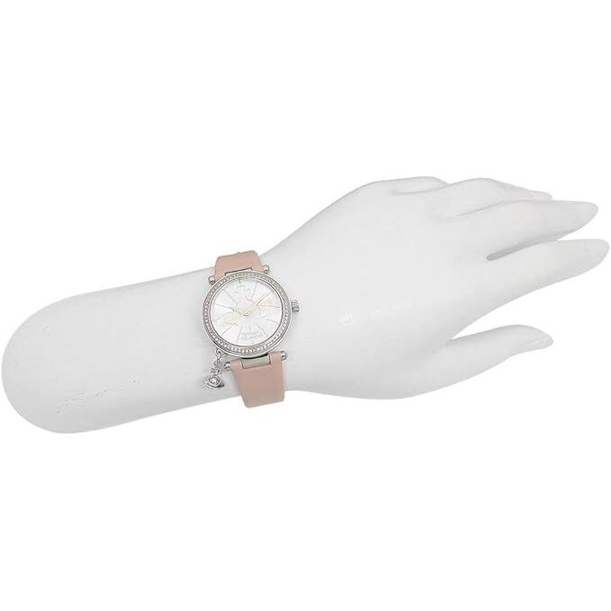 Used Vivienne Westwood Watch Ladies Mother's Day Watch Hand Charm Pastel Pink Leather VV006SLPK Watch Birthday Gift