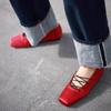 Fashion 2025 Summer Retro Satin Square Toe Lace-up Ballet Casual Outwear Flat Heel Women's Singles