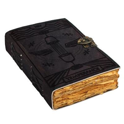Diário impresso de temperança de couro, diário de páginas antigas vintage para escritório e uso pessoal (7 x 5 polegadas)
