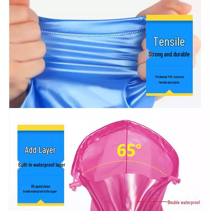 Mid-Calf Waterproof Zippered Rain Shoe Covers, Anti-Slip PVC Overshoes, Wear-Resistant and Thickened for Travel