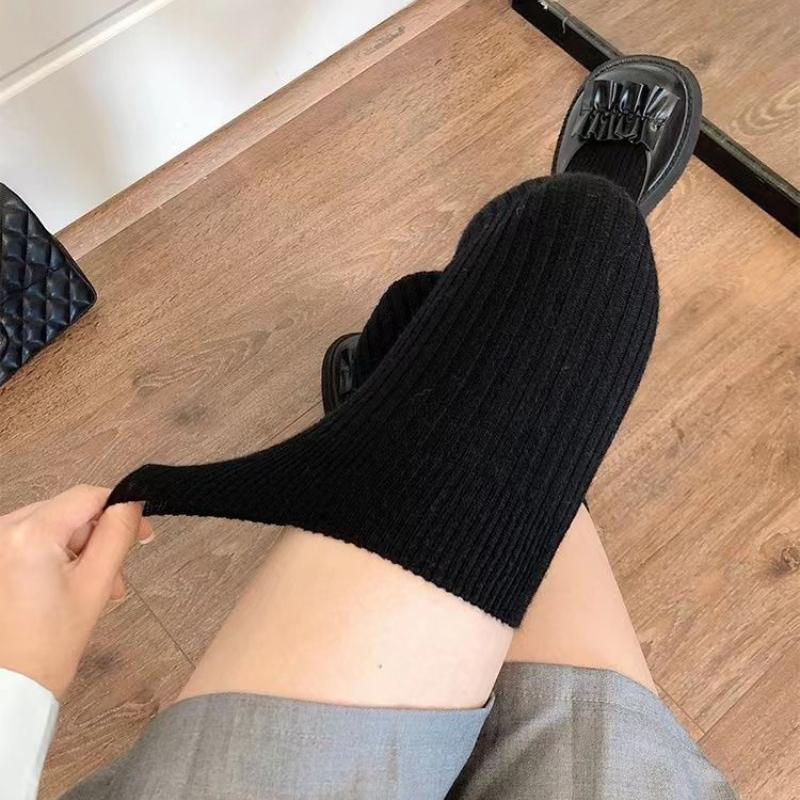 Stockings Winter Solid Color Thigh High Medias Over The Knee Cute Lolita Socks Woman Thick Warm Stockings Long Leg