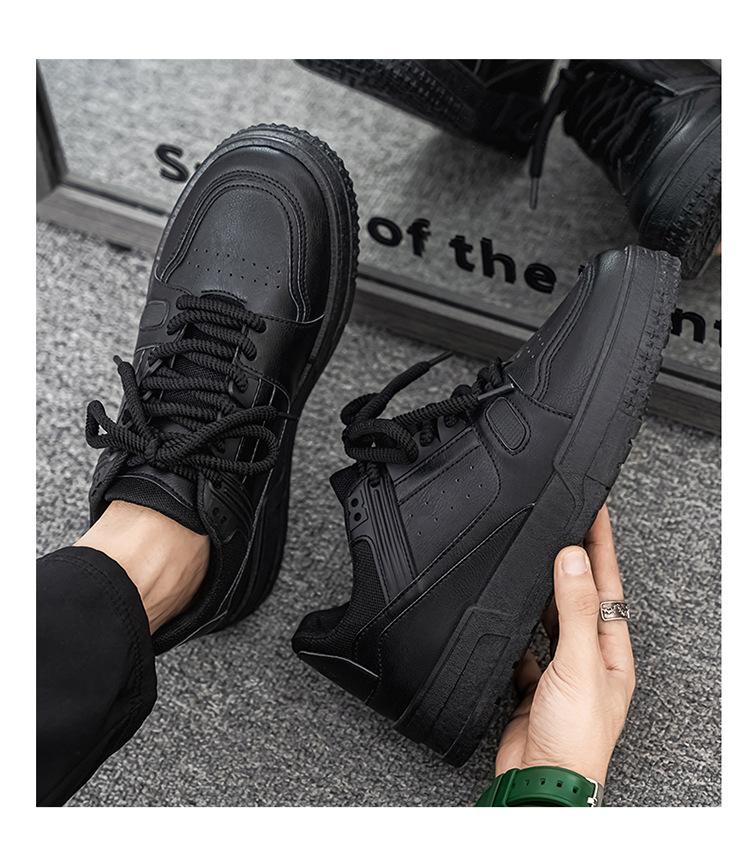 White Sneakers Men Leather Spring Casual Shoes Black Skateboard Shoes For Men Lace-up Platform Sports Shoes  Hombre