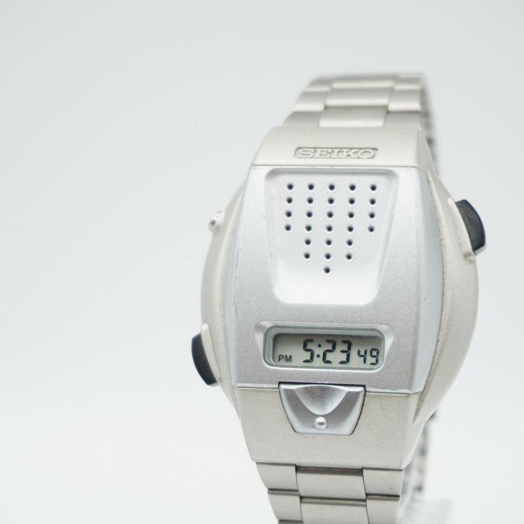 Used [New battery] SEIKO audio digital watch A860-4001 SBJS001 talking watch wristwatch working item