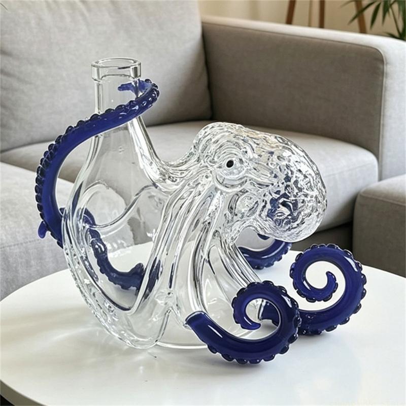 QX2E Glass Liquor Bottle with Sea Creature Pattern for Display Tables