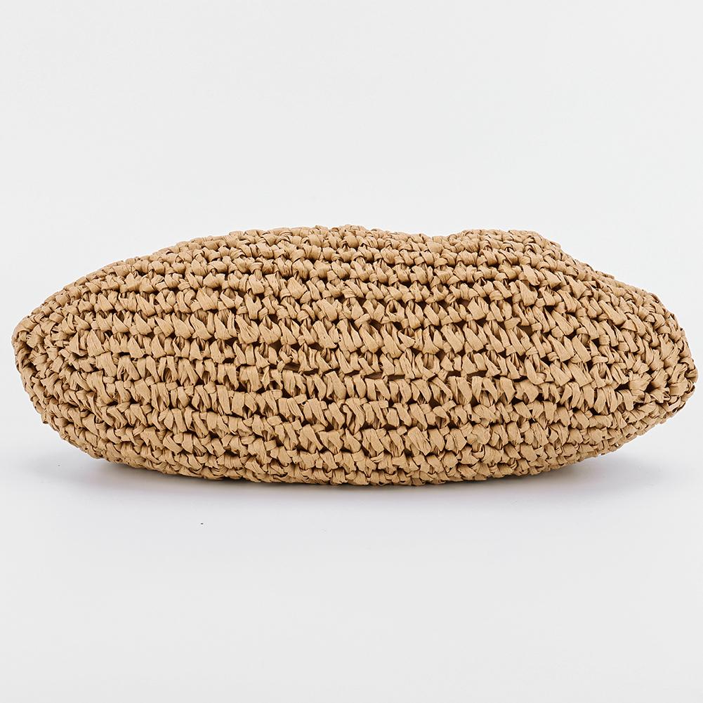 Women Straw Woven Bag Chain Strap Fashion Shoulder Bag Large Capacity Woven Dumpling Bag Solid Color for Outdoor Travel