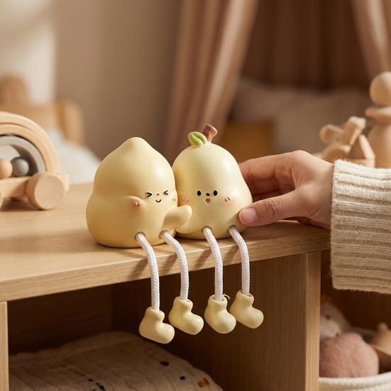 Pear Shape Ornament, Cute with Long-Leg Design Figurine, Resin Healing Table Decoration, for Home Bedroom Entrance