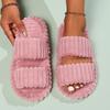Damen Offene Zehen Plüsch Schwangerschafts Hausschuhe, Dicke Sohle Warme Indoor Outdoor Baumwollschuhe für Alle Jahreszeiten Herbst Winter