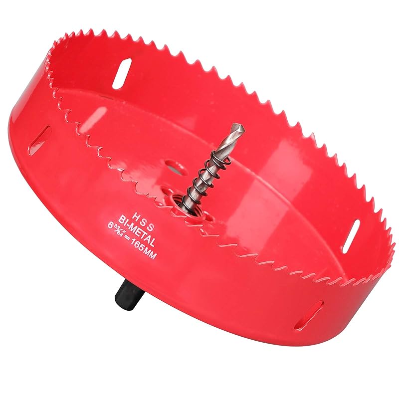 Hole Saw 6 1/2 Inch, 30 mm Cutting Depth HSS Bi-Metal Hole Saw for Cutting Wood, Plastic, Drywall, Plasterboard and Soft Metal Sheet, Red
