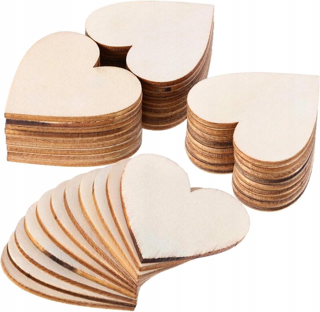 Large Wooden Hearts 10cm for Painting Decoration Compositions 50 PCS