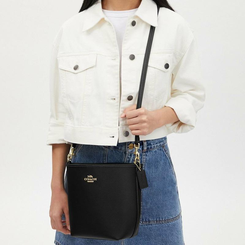Coach City Bucket 17 Metalowe Logo Jednolity Kolor Skórzana Torba Bucket Bag Damskie Torby Czarny CT801-IMBLK