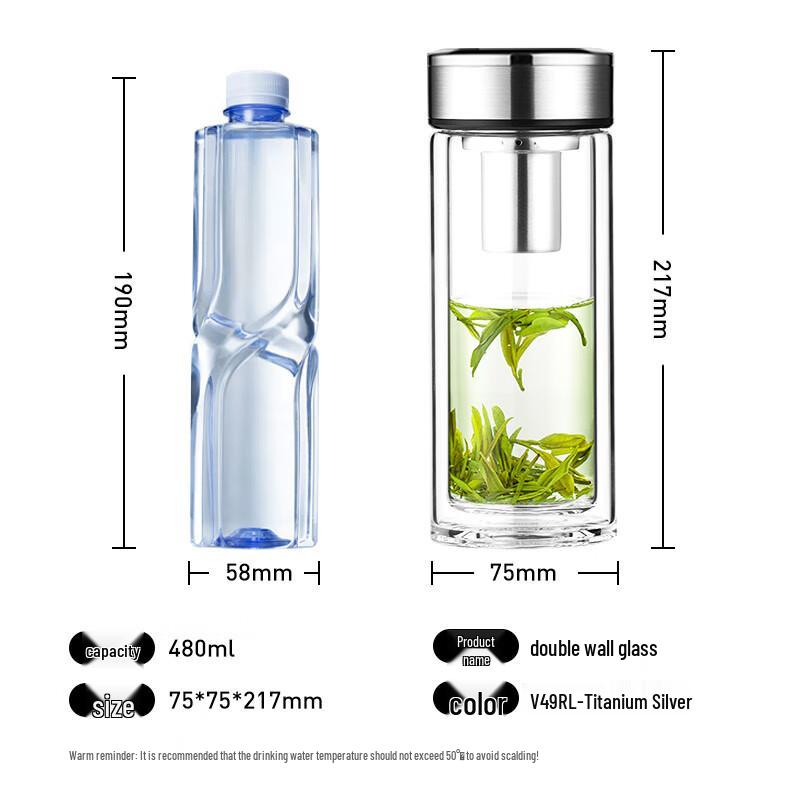 WANXIANG Double-Layer Glass Tea Infuser Bottle