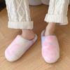 Tie Dye Gradient Plush House Slippers for Women Faux Fur Soft Sole Indoor Cotton Shoes Woman Winter Warm Flat Furry Slippers