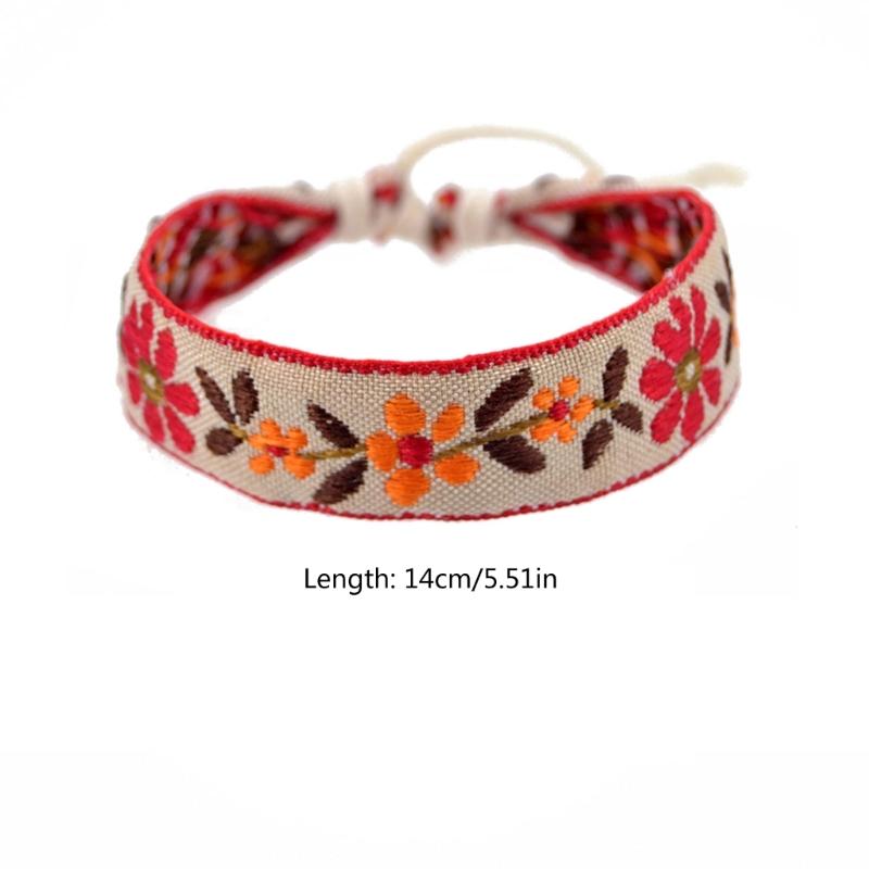 Strawberry Flower Embroidered Bracelet Bohemia Style Weave Rope Friendship Bracelets Handmade Charm Bangles Jewelry