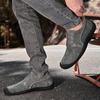 Men Retro Suede Handmade Casual Walking Shoes Outdoor Grey Lacing Driving Shoes Over Sized