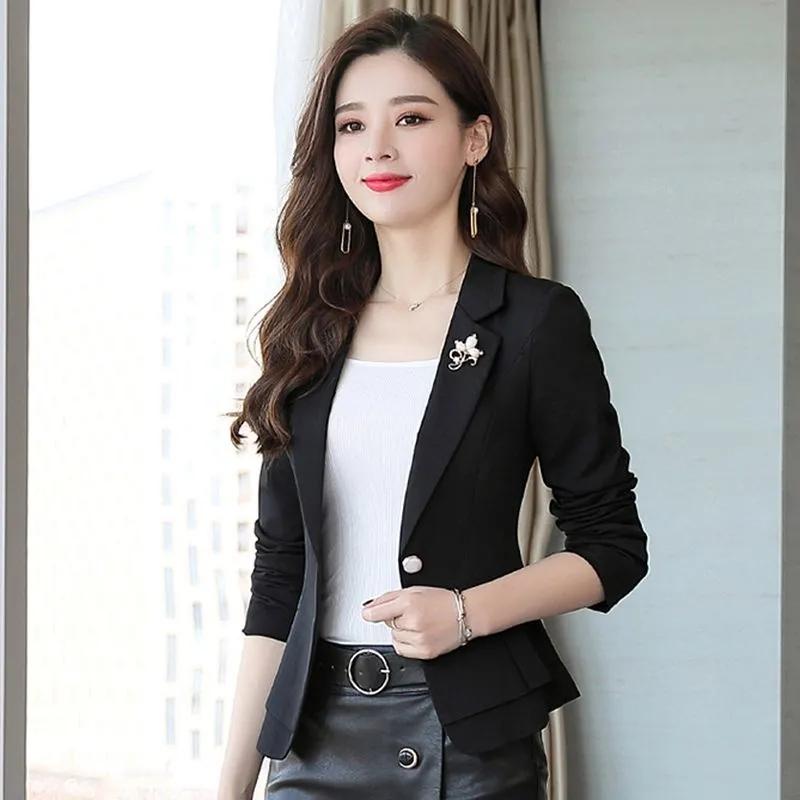 Spring Autumn Jackets Women Blazer Solid Fashion Slim Office Short Blazer Women Elegant Single Button Formal Blazer Coat
