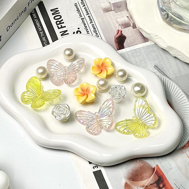 Transparent Butterfly Pearl Flower 3D Detachable Shoe Accessory