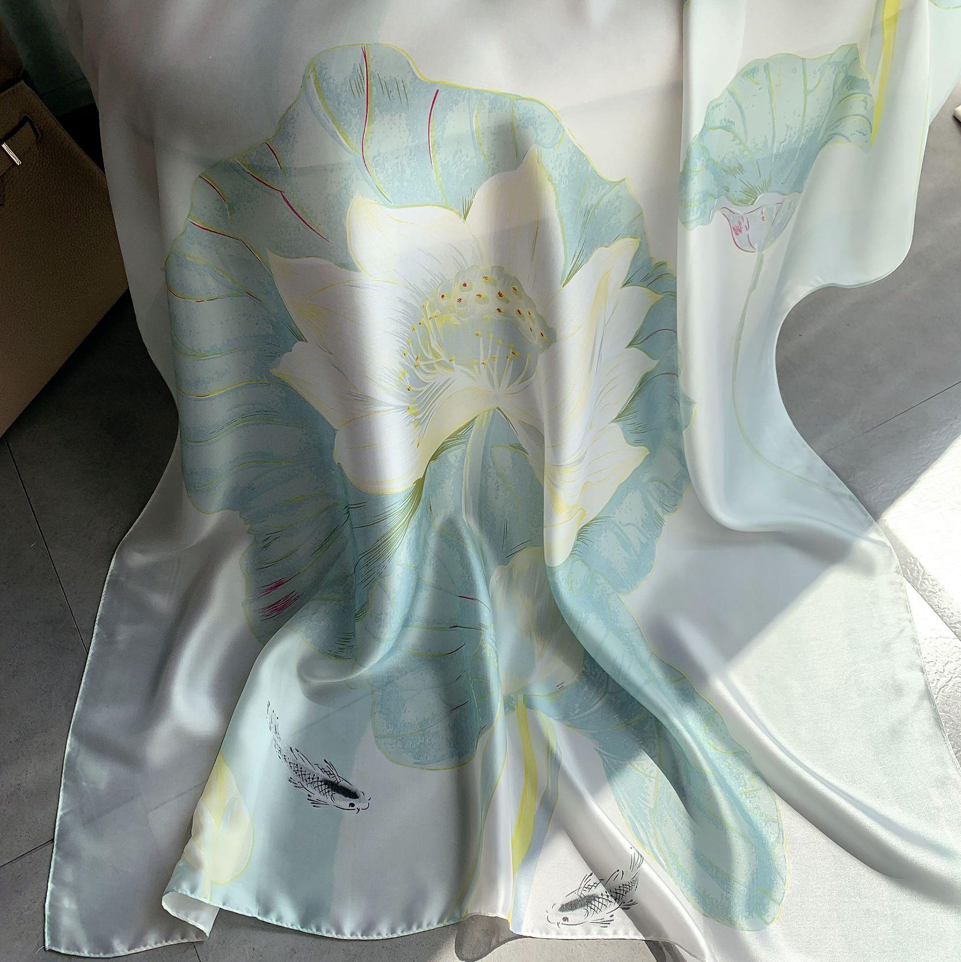 

Высококачественные роскошные шелковые шарфы, повязка на голову, шарфы, шейный шарф для женщин, шелковый шарф с цепочкой, женская декоративная шаль 180-90cm