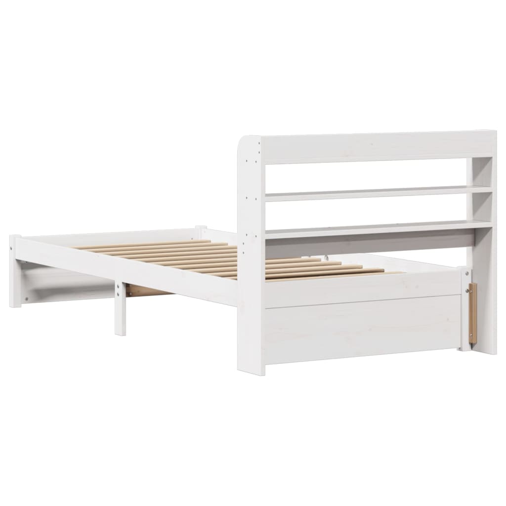 Bed Frame with Headboard Without Mattress White 75 x 190 cm