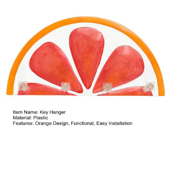 Wall-Mounted Key Hanger Semi-Circular Orange Slice Design Coat Hanger Entrance Key Hanger with 4 Hooks for Bedroom Bathroom