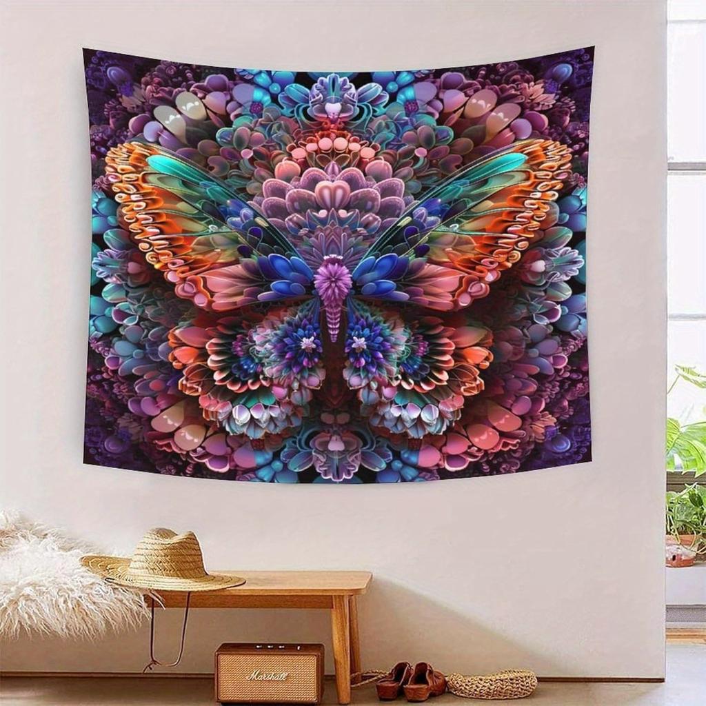 Hallucinogenic mandala butterfly Digital printing polyester wall hanging tapestry decorative Living room Office background gift