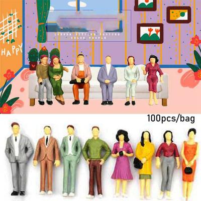 100Pcs 1:100/1:150/1:75/1:50 Scale People Figures ABS Model Building Passengers DIY Character Train Scenery Mixed Color Pose