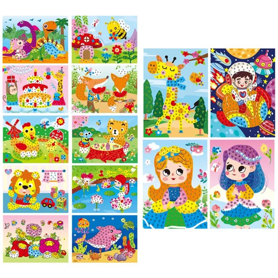 Cartoon Mosaic Diamond Paste Painting Back Can Colored Handmade Material DIY Crystal Paste Drawing Children Puzzle Gift JXB
