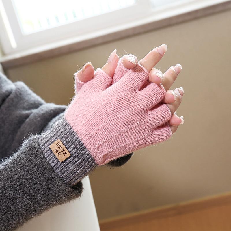 Knitted Gloves for Men and Women, Winter Touch Screen Warm Riding Gloves with Velvet Yarn, Autumn and Winter Thickened, Cold and Windproof