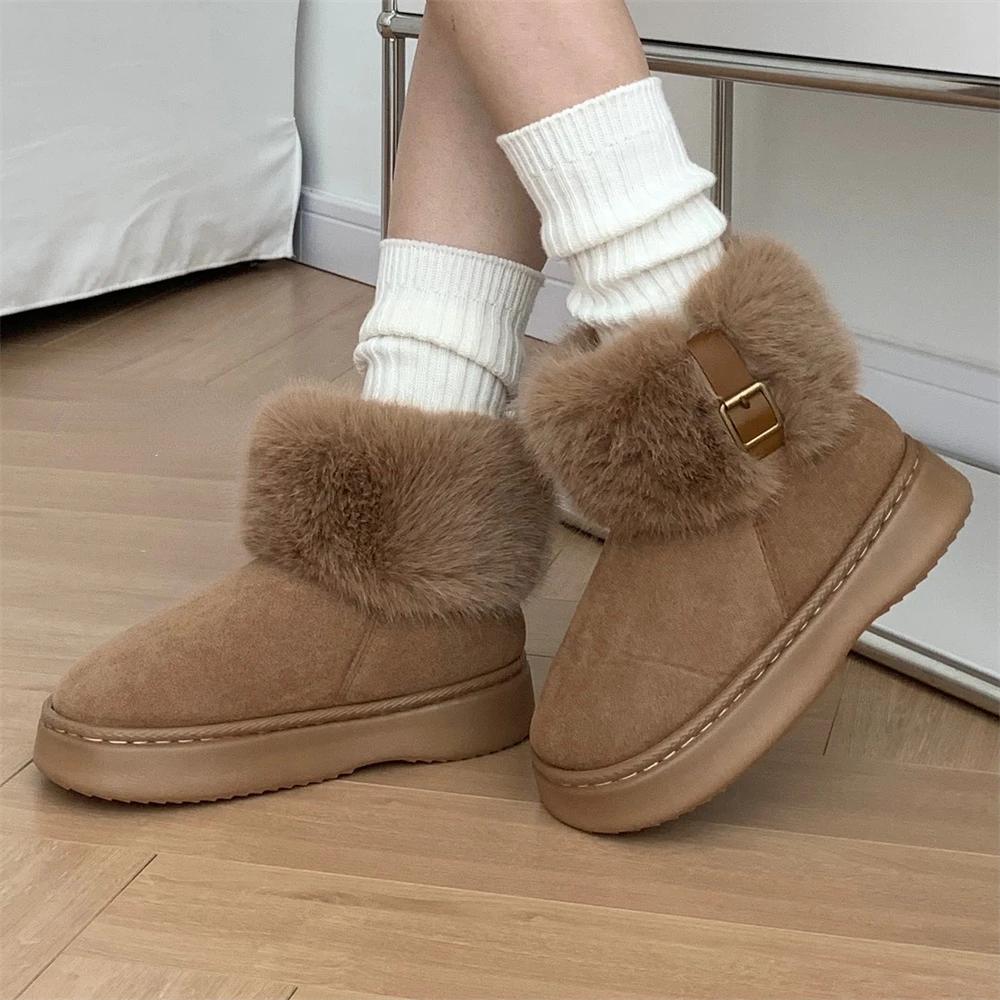 2024 New Classic Thickened Fleece Women's Snow Boots Comfortable Warm Ankle Boots Women Winter Ladies Shoes