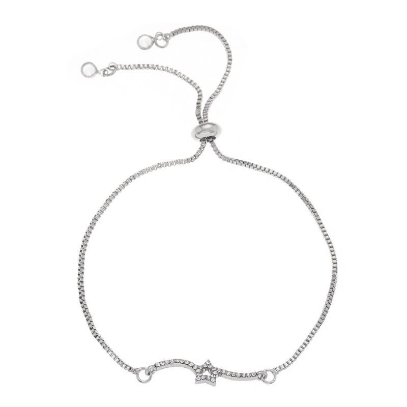 Fashionable Star Zircon Pendant Bracelet with Zircon Chain 18K PVD Gold Plated Sturdy Copper Materials Daily Use