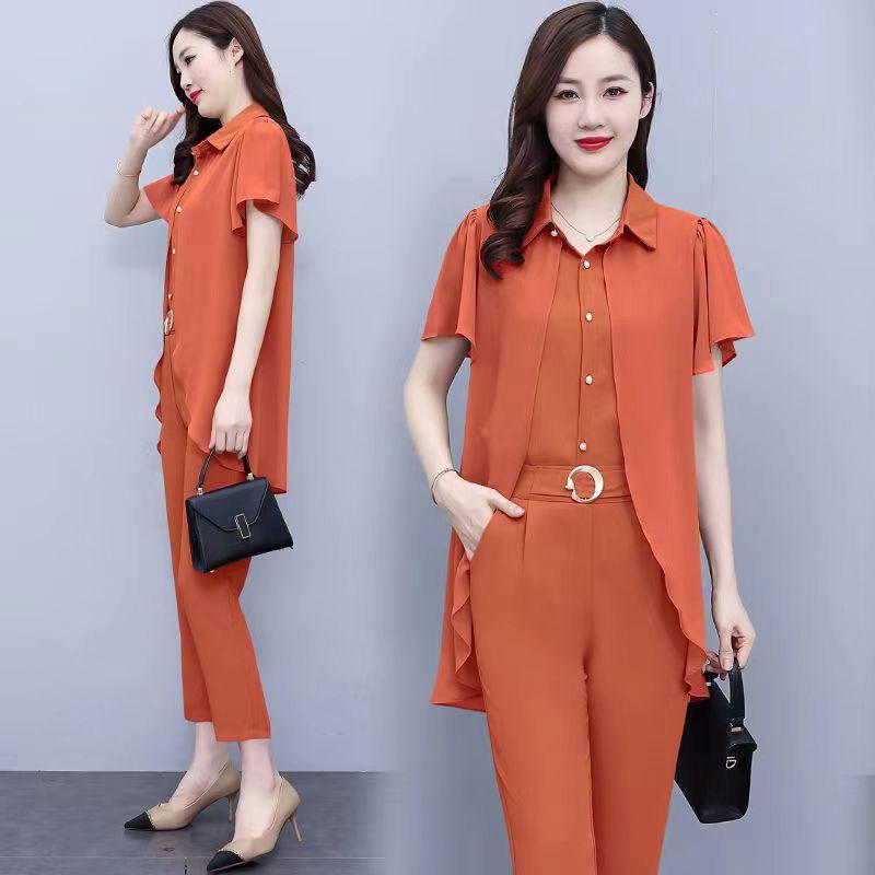 Fashionable and Trendy To Reduce Age, This Year's Popular Chiffon Suit Women's Summer Temperament, Slim and Fragrant Two-piece Set