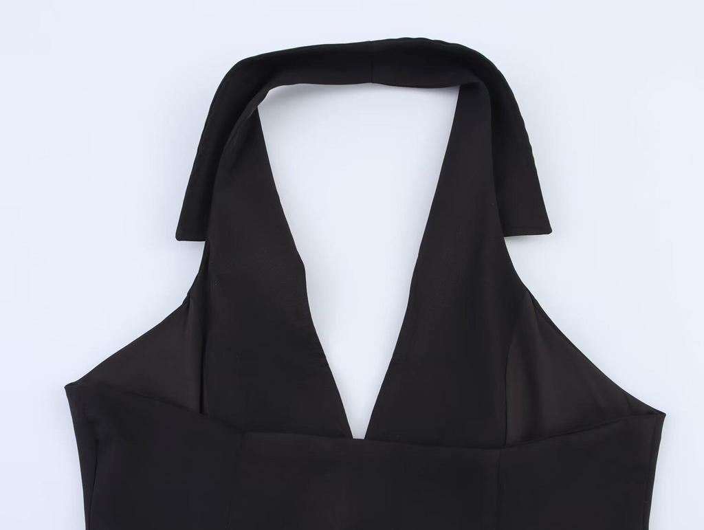 2025 Spring Women's European and American Halter Neck Shirt Dress Pants