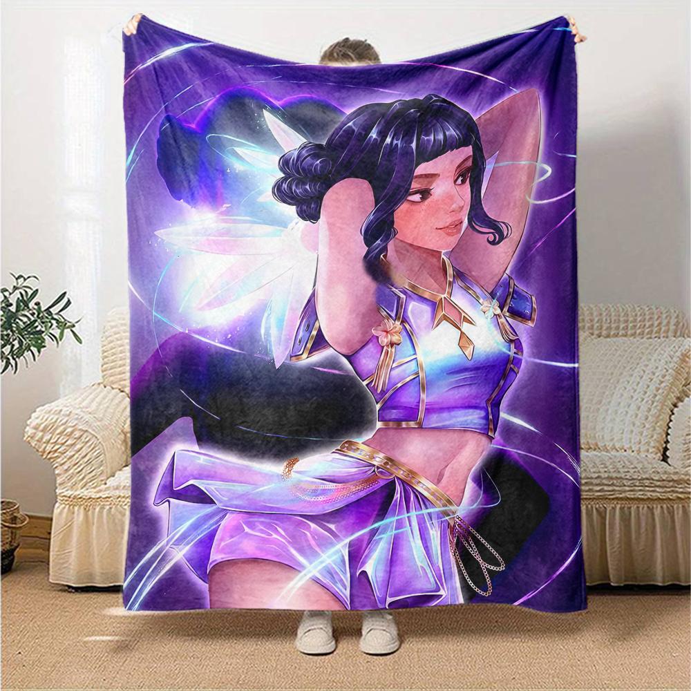1pc KPop Demon Hunters ZOEY5 Blanket, Gift, for Men and Women, Soft Blanket, Good for Sofa Bed Couch Travel, Lightweight Flannel Blanket