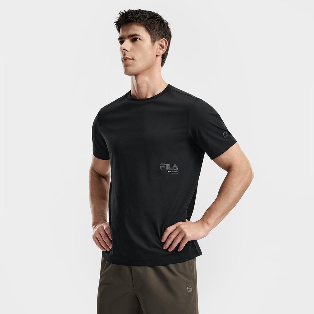 Fila Fitness Fashion Minimalist Classic Sports Training Versatile Comfortable Short Sleeve T-Shirt Men Tops Deep-Black A11M611101FBK