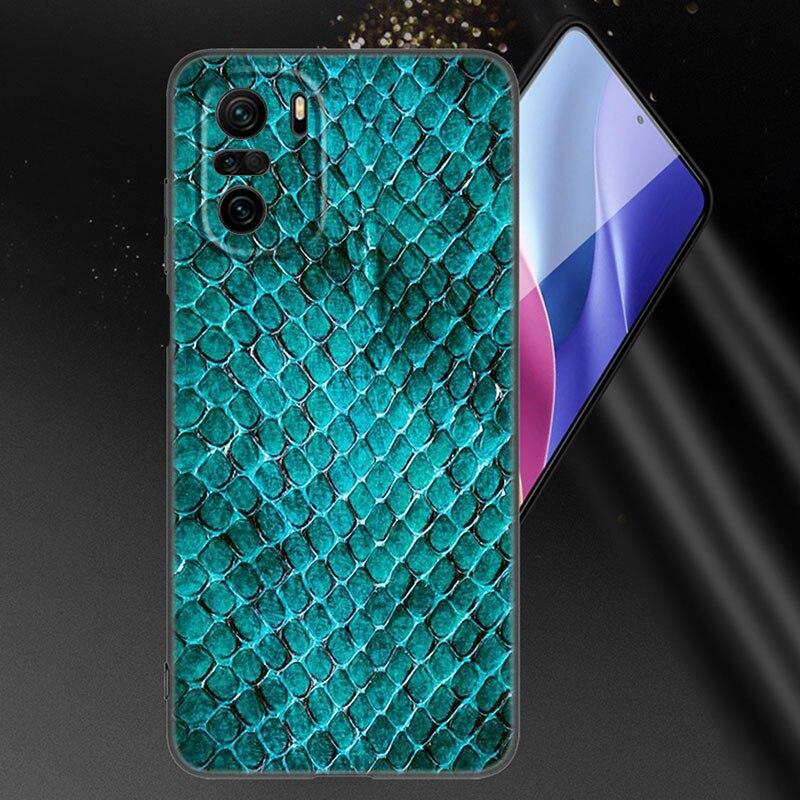Sexy Python Snake Skin Phone Case For Xiaomi Mi POCO X3 NFC GT M4 M3 12 11T 10T Pro A3 11 Lite NE 5G 12X 11i F3 Soft Black Cover