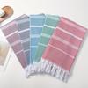 5pcs Turkish Cotton Beach Towels Quick Dry, Lightweight, Striped with Fringe for Pool, Swim, and Travel Essentials Blue, Green, Pink, Red, Gray