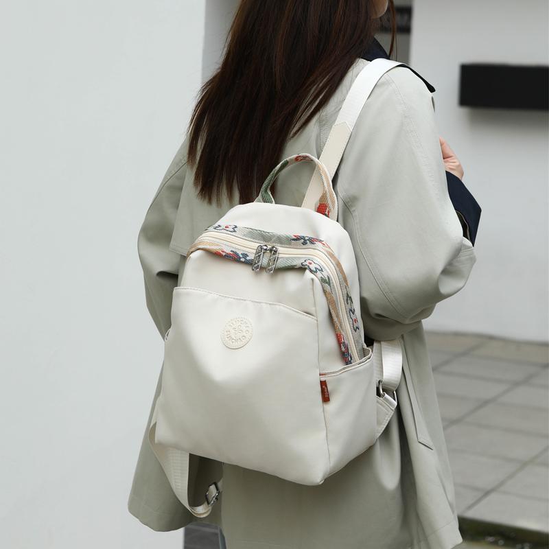 Casual Travel Backpack Lightweight Student Bookbag Urban Minimalist Canvas Bag with Zipper Waterproof Leisure Outdoor Bag