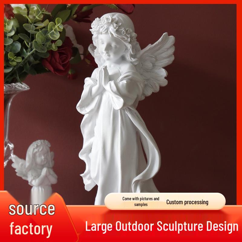 Resin Angel Ornament: Girly European Retro Flower Fairy Sculpture for Desktop or Bedroom Decor