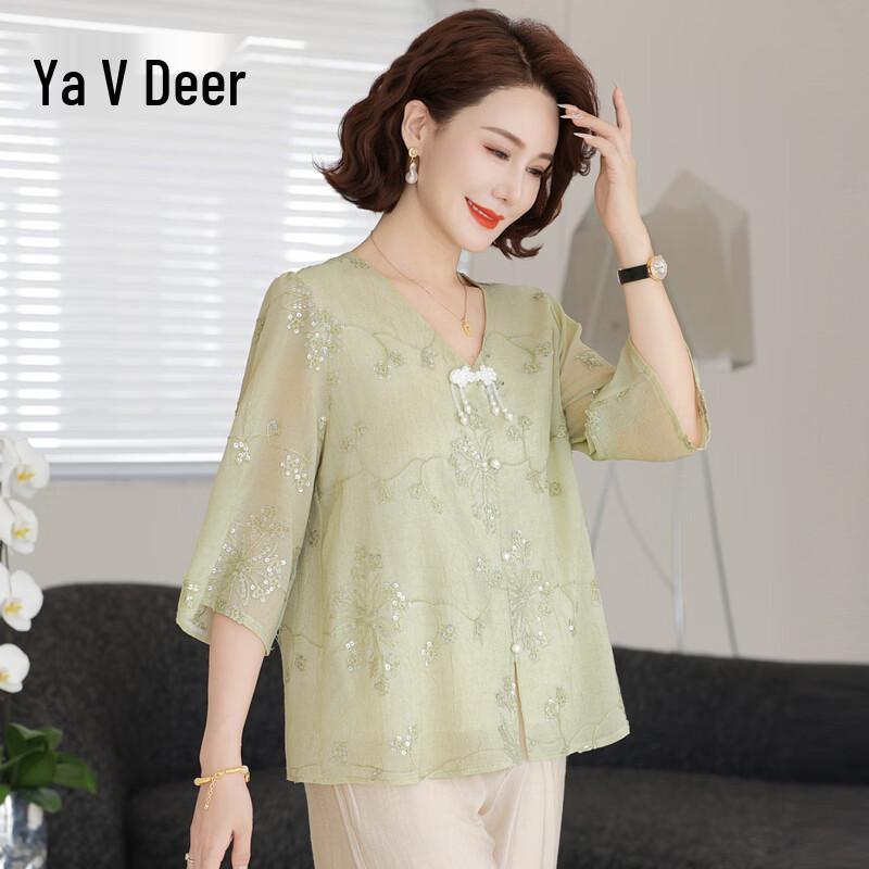 Yalu New Chinese Style Floral Chiffon Shirt for Women