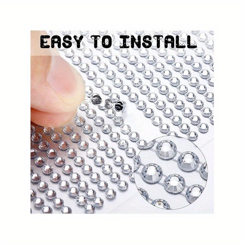 12pcs 4mm Self-adhesive White Rhinestone Sticker, Suitable for Car Interior Decoration Diy