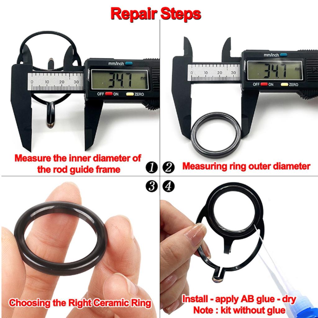40Pcs Rod Repair Kits Rod Tip Repair Kits Ceramics Tips Spinning Rod Guides Tip Ceramic Guide Fishing Rod Repair Kits
