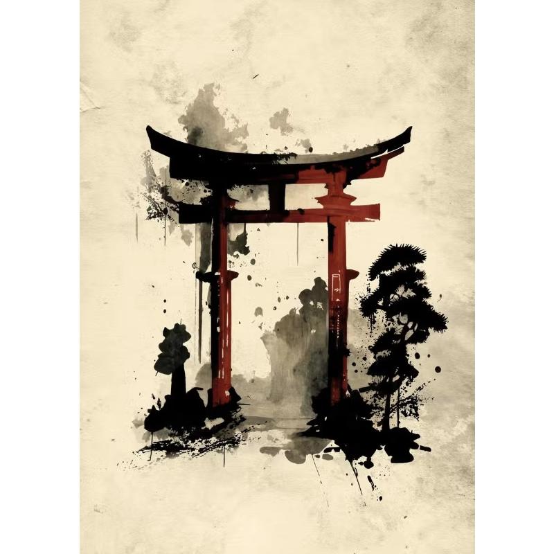 Japanisches Samurai Leinwandgemälde Wandkunst Charakter Poster und Drucke Heimdekorationsbild für Wohnzimmer Schlafzimmer Ästhetisch