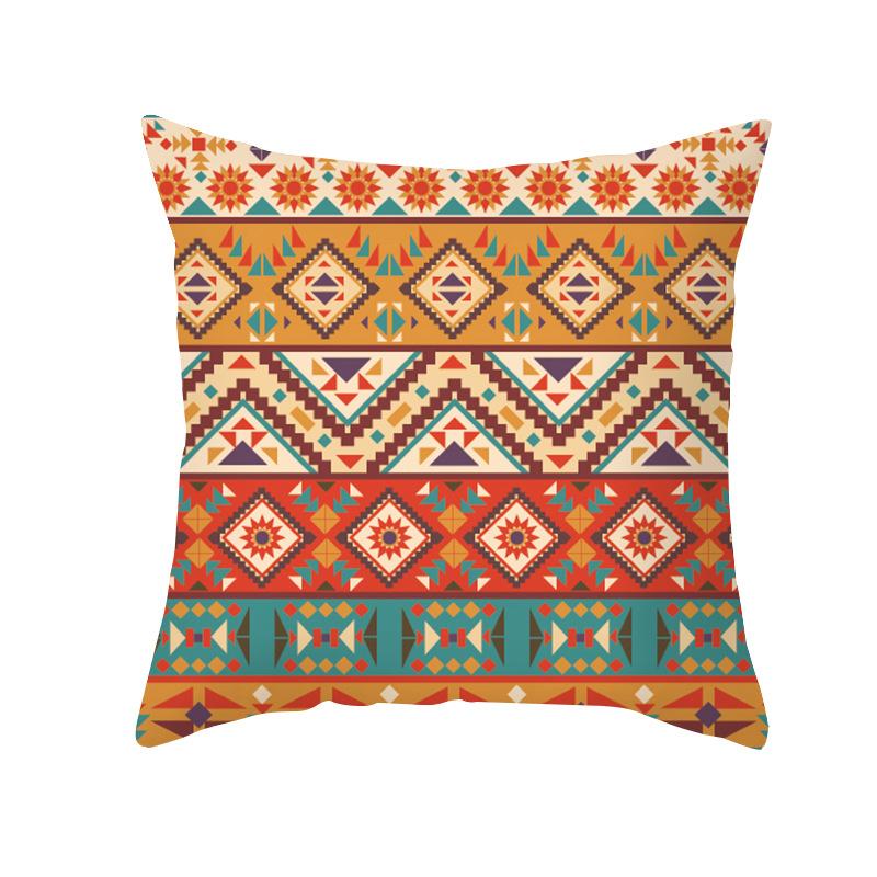New Bohemian Colorful Geometric Pattern Short Plush Pillowcase Ethnic Style Retro Pillowcase Cushion