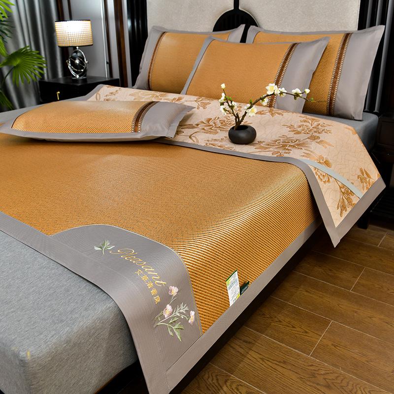 Embroidered Ice Vine Rattan Summer Mat Set - Includes Dormitory, Hotel, and Air Conditioning Latex Ice Silk Mats.