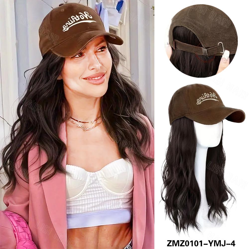 

MISSQUEEN Hat парик синтетический парик с регулируемой шляпой в женском кофейном бейсбольном парике для повседневной носки 50cm