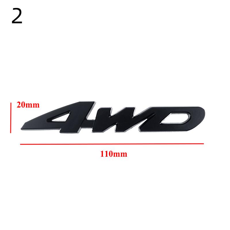 3D Metall Chrom Schwarz Zahlen Buchstaben Logo 4WD Emblem Auto Kotflügel Abzeichen Stamm Aufkleber 4WD Aufkleber Zubehör
