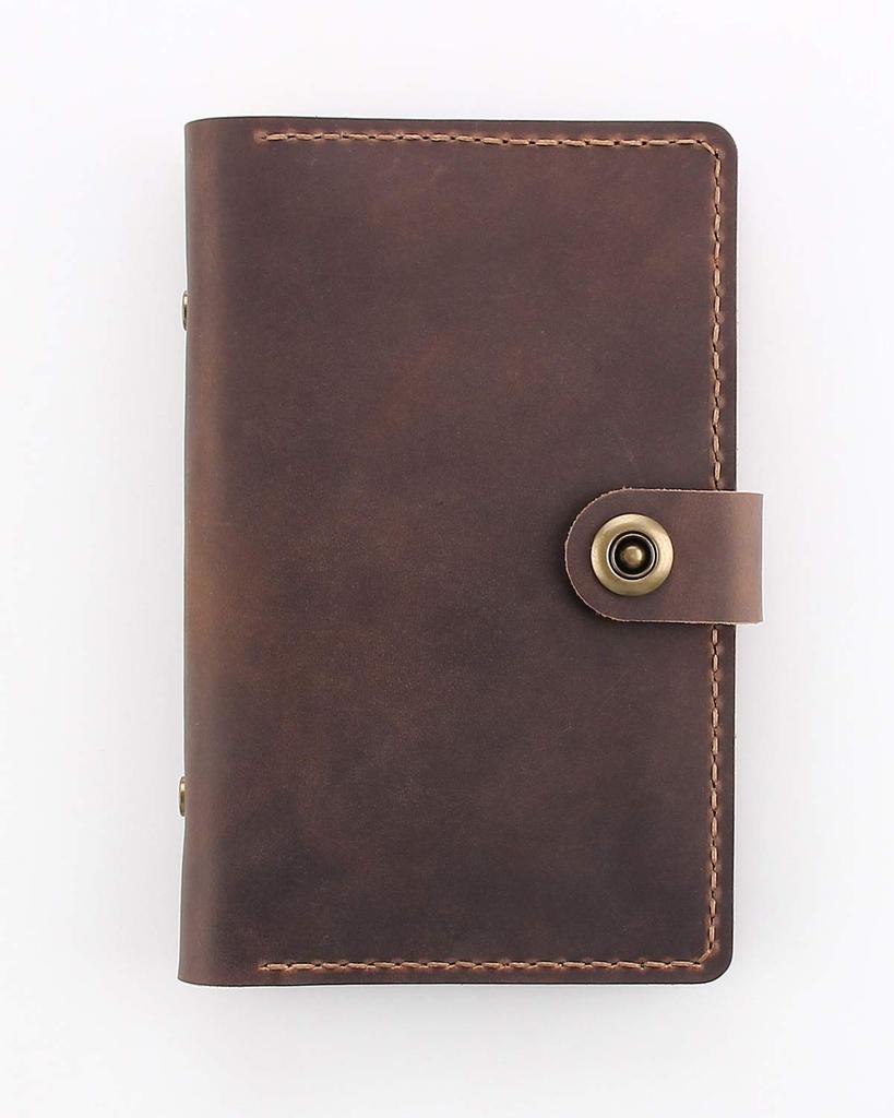 CEETOL Genuine Leather Planner, Handcrafted by Artisans, A6 Size, 6-Hole, with Pen Holder, Genuine Leather Business Notebook, Schedule Book