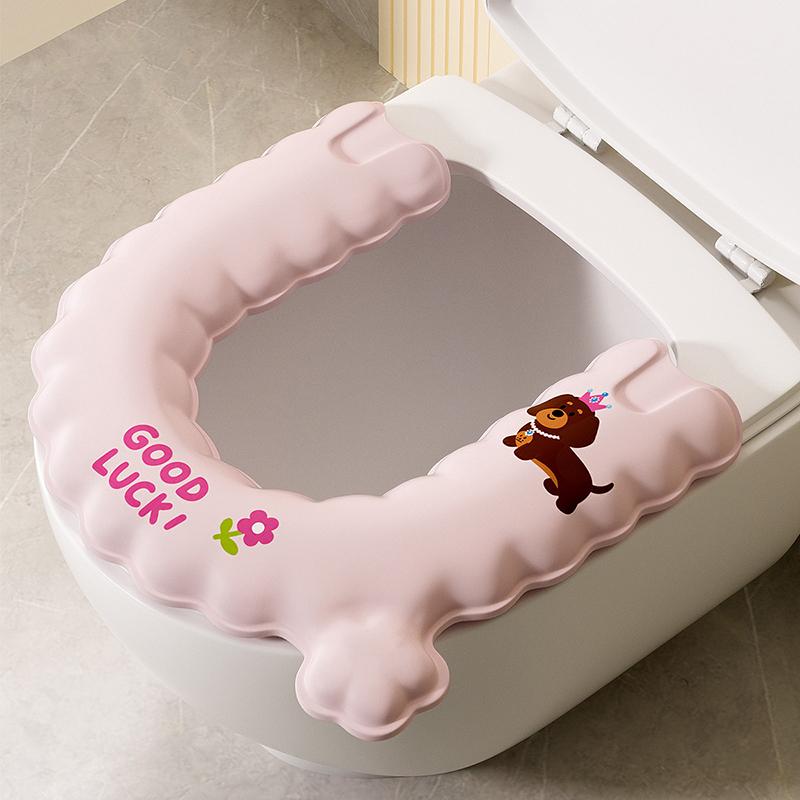 

Новая всесезонная универсальная водонепроницаемая моющаяся полуупаковочная подушка на сиденье унитаза Утолщенная мультяшная клейкая подушка на сиденье унитаза