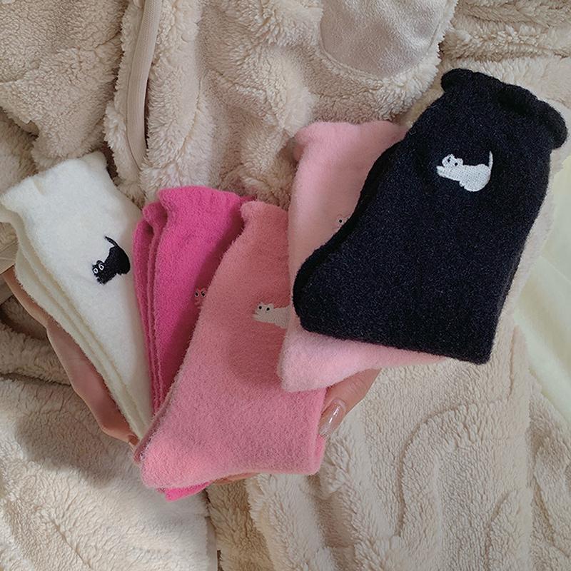 Chaussettes Super Douces en Polaire Vison Chat Mignon Pour Femmes Hiver Chaud Confortable Poilu Vison Collants Épaissies Peluche Chaud Sommeil Maison Chaussettes Moelleuses