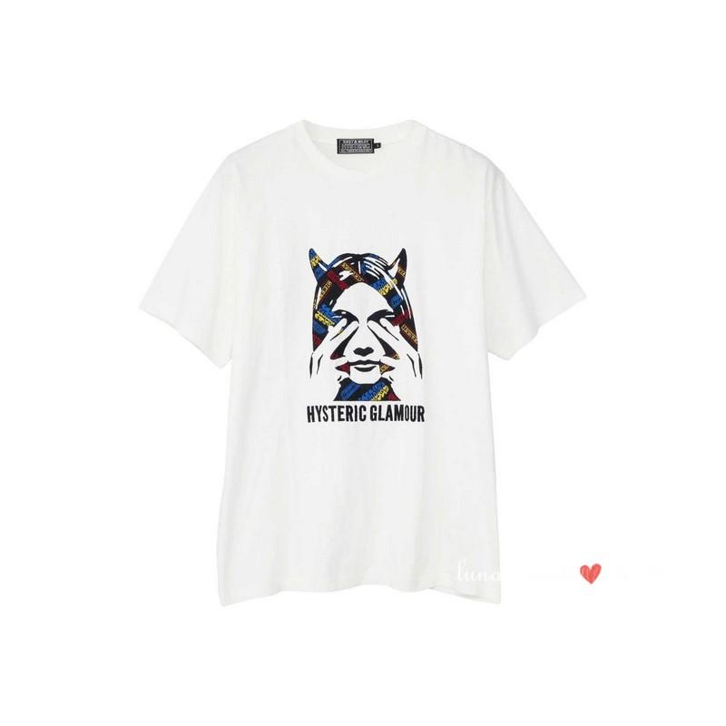 

2025 HYSTERIC GLAMOUR Футболка с принтом, круглым вырезом, закрывающая все, универсальная, высококачественный люксовый бренд, популярный стиль, Инстаграм 4XL